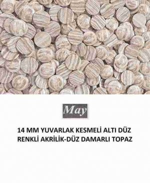 14 MM YUVARLAK KESMELİ ALTI DÜZ RENKLİ AKRİLİK-DÜZ DAMARLI TOPAZ