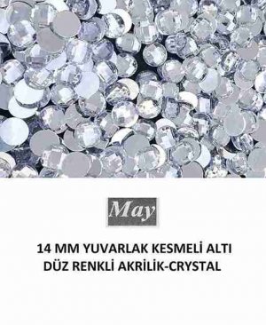 14 MM YUVARLAK KESMELİ ALTI DÜZ RENKLİ AKRİLİK-CRYSTAL