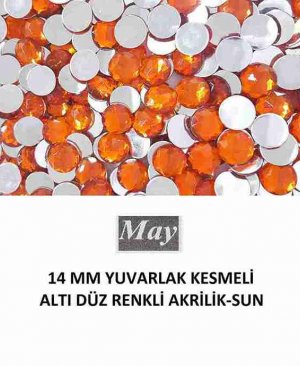 14 MM YUVARLAK KESMELİ ALTI DÜZ RENKLİ AKRİLİK-SUN