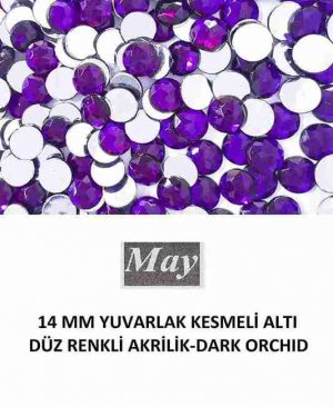14 MM YUVARLAK KESMELİ ALTI DÜZ RENKLİ AKRİLİK-DARK ORCHID