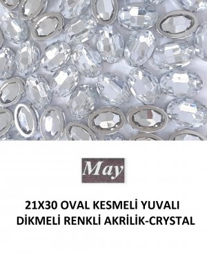 21X30 OVAL KESMELİ YUVALI DİKMELİ RENKLİ AKRİLİK-CRYSTAL