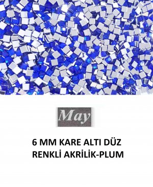 6 MM KARE ALTI DÜZ RENKLİ AKRİLİK-PLUM