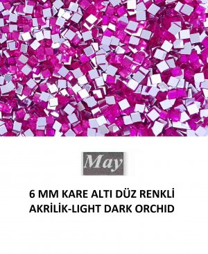 6 MM KARE ALTI DÜZ RENKLİ AKRİLİK-LIGHT DARK ORCHID