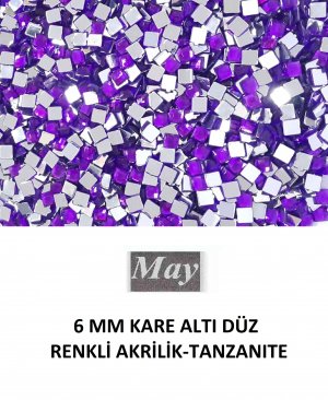 6 MM KARE ALTI DÜZ RENKLİ AKRİLİK-TANZANITE