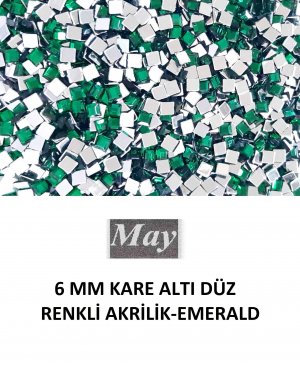 6 MM KARE ALTI DÜZ RENKLİ AKRİLİK-EMERALD