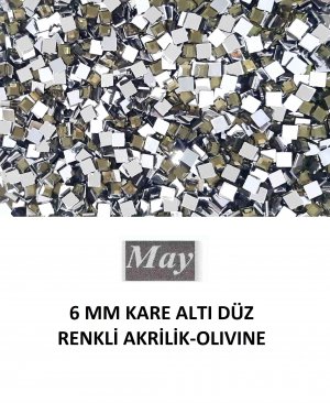 6 MM KARE ALTI DÜZ RENKLİ AKRİLİK-OLIVINE