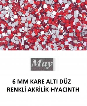 6 MM KARE ALTI DÜZ RENKLİ AKRİLİK-HYACINTH