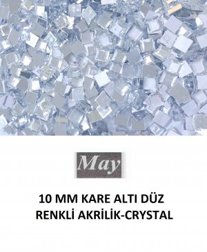 10 MM KARE ALTI DÜZ RENKLİ AKRİLİK-CRYSTAL