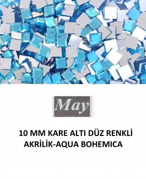 10 MM KARE ALTI DÜZ RENKLİ AKRİLİK-AQUA BOHEMICA