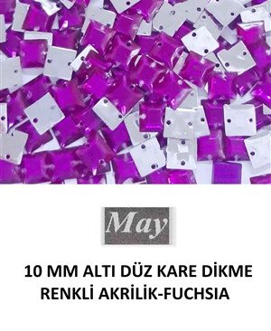 10 MM ALTI DÜZ KARE DİKME RENKLİ AKRİLİK-FUCHSIA
