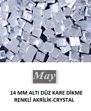 14 MM ALTI DÜZ KARE DİKME RENKLİ AKRİLİK-CRYSTAL
