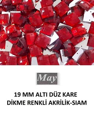 19 MM ALTI DÜZ KARE DİKME RENKLİ AKRİLİK-SIAM