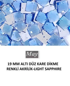 19 MM ALTI DÜZ KARE DİKME RENKLİ AKRİLİK-LIGHT SAPPHIRE