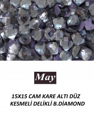 15X15 CAM KARE ALTI DÜZ KESMELİ DELİKLİ B.DİAMOND