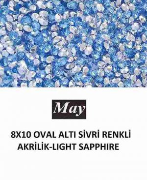 8X10 OVAL ALTI SİVRİ RENKLİ AKRİLİK-LIGHT SAPPHIRE