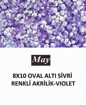 8X10 OVAL ALTI SİVRİ RENKLİ AKRİLİK-VIOLET