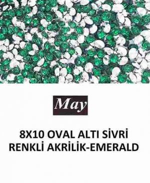 8X10 OVAL ALTI SİVRİ RENKLİ AKRİLİK-EMERALD