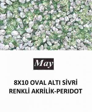 8X10 OVAL ALTI SİVRİ RENKLİ AKRİLİK-PERIDOT
