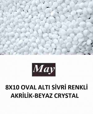 8X10 OVAL ALTI SİVRİ RENKLİ AKRİLİK-BEYAZ CRYSTAL