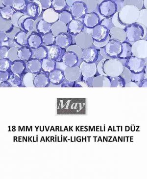 18 MM YUVARLAK KESMELİ ALTI DÜZ RENKLİ AKRİLİK-LIGHT TANZANITE