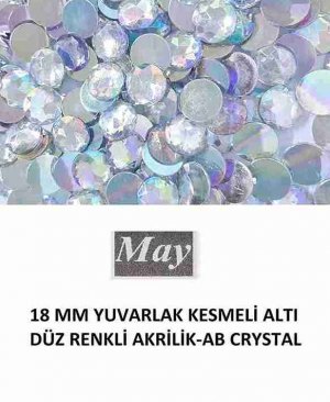 18 MM YUVARLAK KESMELİ ALTI DÜZ RENKLİ AKRİLİK-AB CRYSTAL