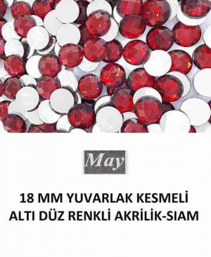18 MM YUVARLAK KESMELİ ALTI DÜZ RENKLİ AKRİLİK-SIAM