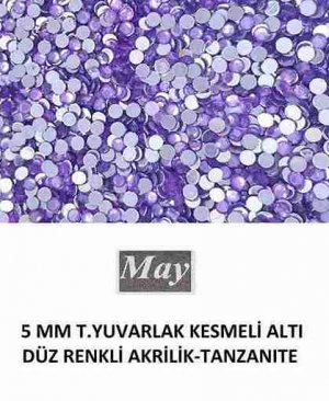 5 MM T.YUVARLAK KESMELİ ALTI DÜZ RENKLİ AKRİLİK-TANZANITE