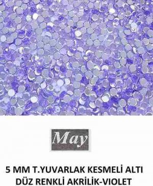 5 MM T.YUVARLAK KESMELİ ALTI DÜZ RENKLİ AKRİLİK-VIOLET