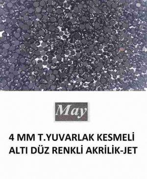 4 MM T.YUVARLAK KESMELİ ALTI DÜZ RENKLİ AKRİLİK-JET