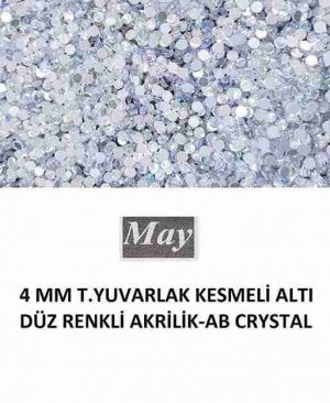 4 MM T.YUVARLAK KESMELİ ALTI DÜZ RENKLİ AKRİLİK-AB CRYSTAL