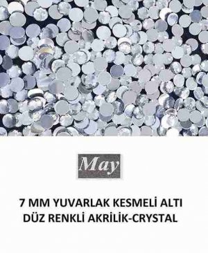7 MM YUVARLAK KESMELİ ALTI DÜZ RENKLİ AKRİLİK-CRYSTAL