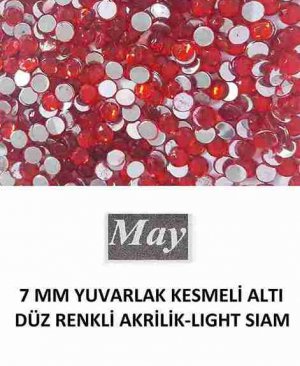 7 MM YUVARLAK KESMELİ ALTI DÜZ RENKLİ AKRİLİK-LIGHT SIAM