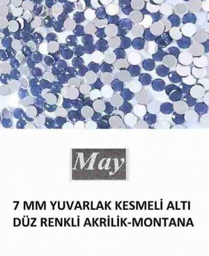 7 MM YUVARLAK KESMELİ ALTI DÜZ RENKLİ AKRİLİK-MONTANA