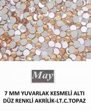 7 MM YUVARLAK KESMELİ ALTI DÜZ RENKLİ AKRİLİK-LT.C.TOPAZ