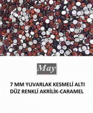7 MM YUVARLAK KESMELİ ALTI DÜZ RENKLİ AKRİLİK-CARAMEL