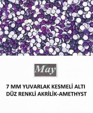 7 MM YUVARLAK KESMELİ ALTI DÜZ RENKLİ AKRİLİK-AMETHYST