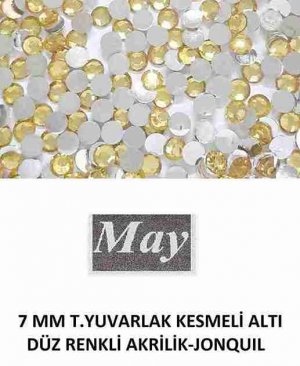 7 MM T.YUVARLAK KESMELİ ALTI DÜZ RENKLİ AKRİLİK-JONQUIL