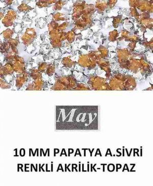 10 MM PAPATYA ALTI SİVRİ RENKLİ AKRİLİK-TOPAZ