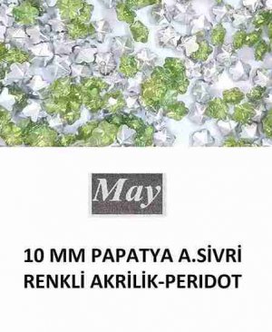 10 MM PAPATYA ALTI SİVRİ RENKLİ AKRİLİK-PERIDOT