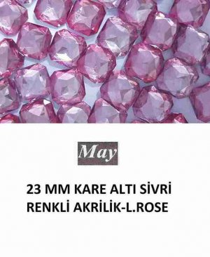 23 MM KARE ALTI SİVRİ RENKLİ AKRİLİK-LIGHT ROSE