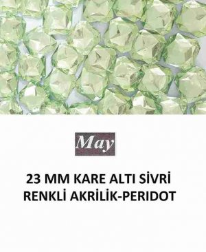 23 MM KARE ALTI SİVRİ RENKLİ AKRİLİK-PERIDOT