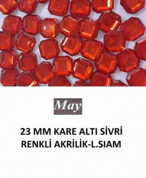 23 MM KARE ALTI SİVRİ RENKLİ AKRİLİK-LIGHT SIAM