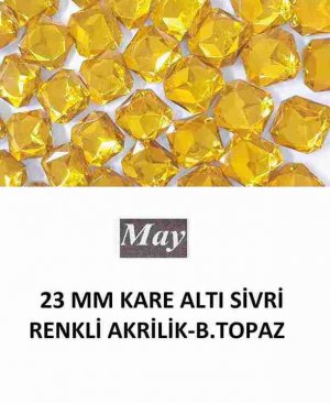 23 MM KARE ALTI SİVRİ RENKLİ AKRİLİK-BEACH TOPAZ